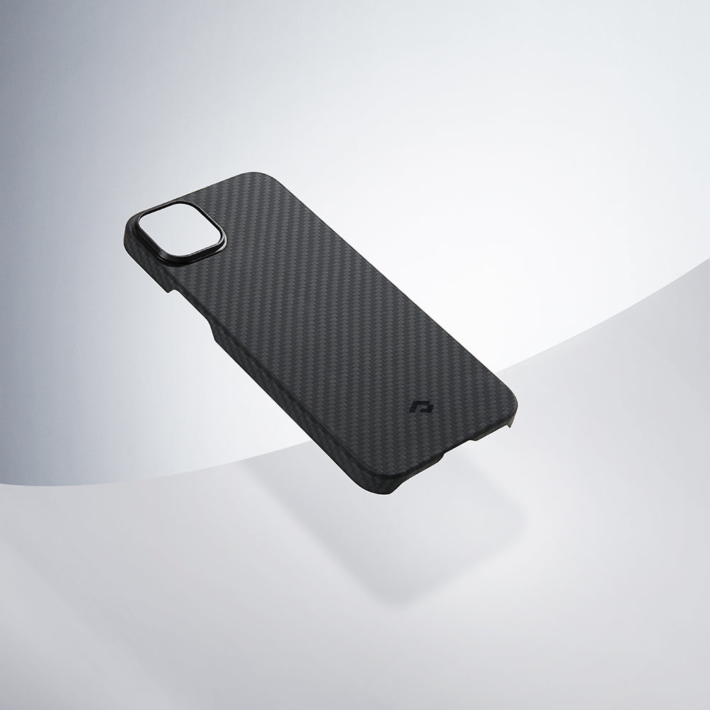 Pitaka Ultra-Slim Classic Serisi iPhone 14 M-safe Şarj Özellikli 1500D Aramid Fiber Black-Grey Twill Kılıf Pitaka Ultra-Slim Classic Serisi iPhone 14 M-safe Şarj Özellikli 1500D Aramid Fiber Black-Grey Twill Kılıf